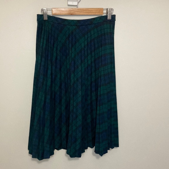 Koret Vintage pleated plaid skirt, size 8, green and blue midi skirt - Picture 1 of 7
